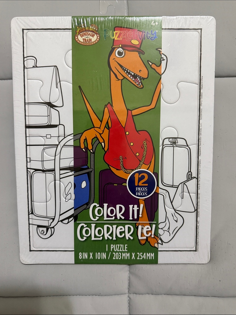 levity Color It! Orange Dino Travel Puzzle - 12 Pieces